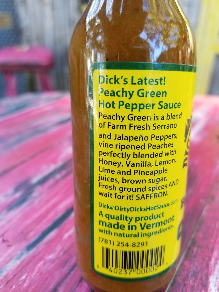 Dicks Peachy Green Hot Pepper Sauce